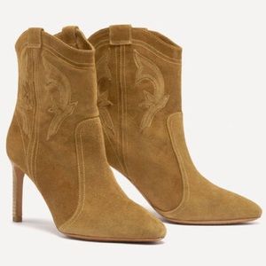 ba&sh Caitlin Bronze Beige Tan Camel Suede Ankle Boots Booties